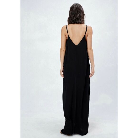 LOVE STITCH Black Gauzy Weekend Mila Maxi Dress with Pockets - Picture 9 of 12